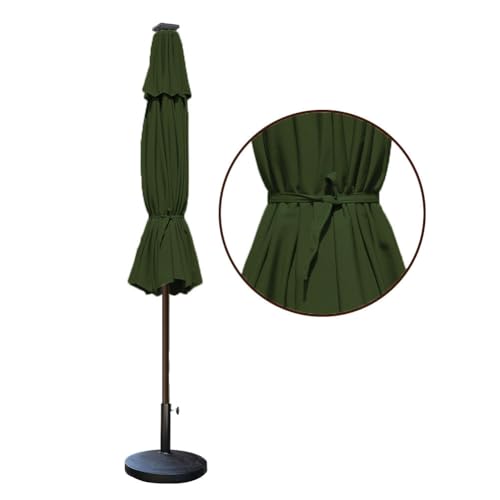 USA 10-Year-Non-Fading 9ft Market Patio Umbrella, Commercial Grade Table Sun Umbrella with 80 Solar LED Lights, Crank Open, Windproof & UPF 50+ UV Protection for Garden, Deck, Pool, Backyard, Fern