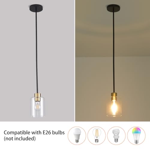 Modern 3 Pack Black Gold Pendant Lights for Kitchen Island (3 Count)