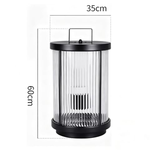 Outdoor Pillar Lamp Cylindrical Landscape Floor Lamp Outdoor Waterproof Column Head Light Stainless Steel Glass Path Lamps Garden Lawn Bollard Lights Patio Driveway Sidewalk Night Lighting Fixtures