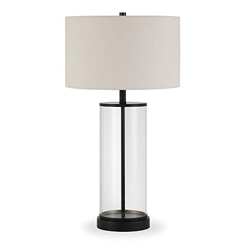 28" Tall Table Lamp with Fabric Shade in Blackened Bronze