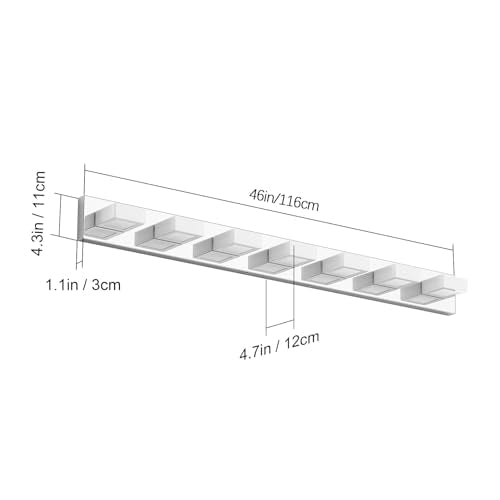 46" Modern LED Chrome Vanity Lights 7 Lights Acrylic Stainless Steel LED Vanity Light Fixtures Chrome Bathroom Lighting Over Mirror