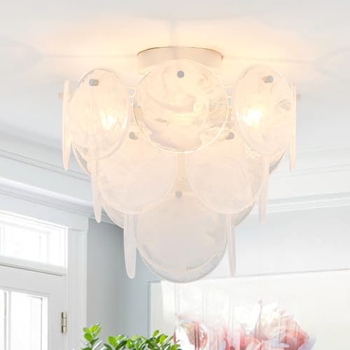 Modern Glass Flush Mount Light Fixture