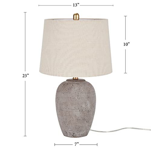 Home 23" Greyish Brown Earth Tone Rustic Farmhouse Ceramic Table Lamp for Bedroom