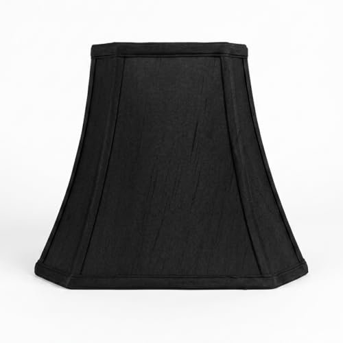 BSO-710-14BLK Rectangle Cut Corner Basic Lamp Shade, (6x8) x (9x14) x 10.5, Black with Gold