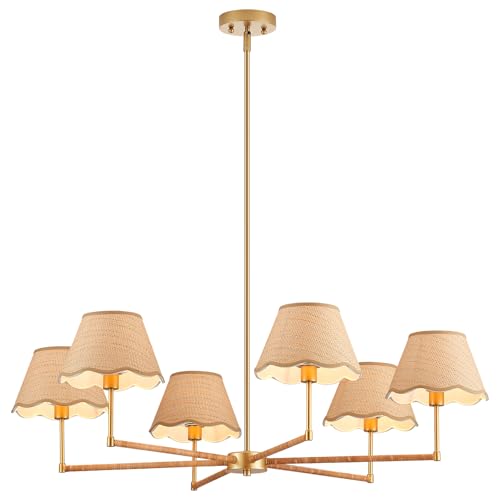 39” Boho Rattan Chandelier 6