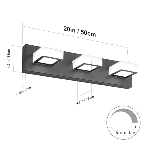 5 Color Temperature Modern LED Black Bathroom Vanity Lights Dimmable Acrylic Modern Black Bathroom Wall Lighting Fixtures
