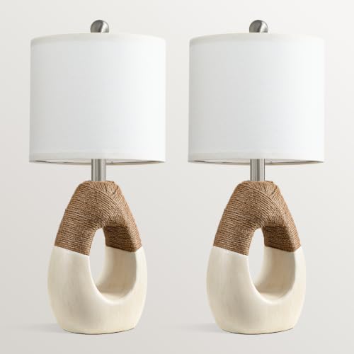 19'' Small Boho Table Lamps for Bedroom Set of 2 for Bedside