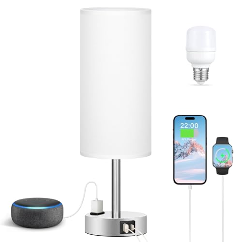 White Bedside Lamp for Bedroom