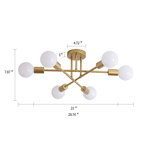 Gold Modern Sputnik Chandelier Ceiling Light Fixtures