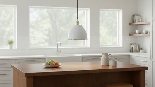 21601-21,Replacement Metal Shade for Pendant Light,Alabaster White,7-7/8"W x 5-3/4"H,Center Hole 1-5/8"