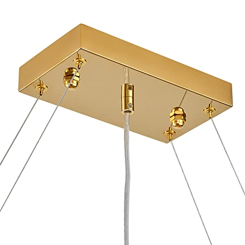 Rectangle K9 Crystal Chandelier Modern Gold Crystal Chandelier Rectangular Pendant Lighting Fixture for Dining Room Kitchen Island Bedroom L40'' x W10'' x H10''
