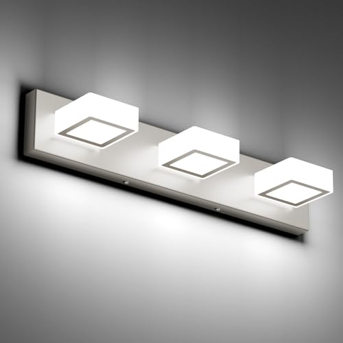 Brushed Nickel Bathroom Vanity Lights 24inch Metal Acrylic LED Modern Bathroom Wall Lighting Fixtures Brushed Nickel