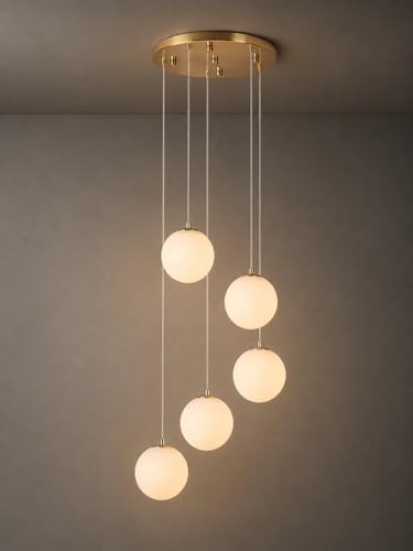 Gold Globe High Ceiling Chandelier (Gold / 5-Light)