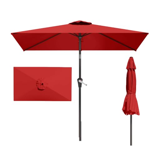 6.5' x 10' Rectangular Patio Umbrella Large Outdoor Market Umbrella w
