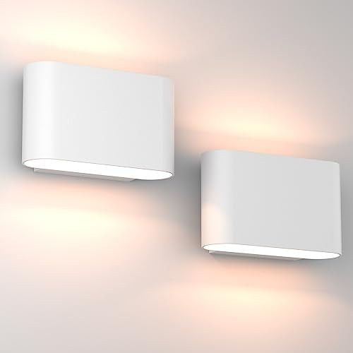 Modern LED Wall Sconces Hardwired Interior Wall Lights Set of 2 Indoor Aluminum Up and Down Wall Mount Light for Living Room Bedroom Hallway Corridor Warm White 3000K (2 Count)