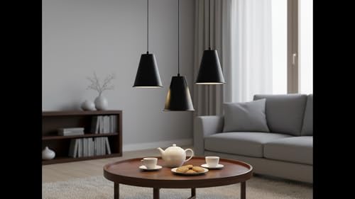 21603-11,Replacement Cone Metal Shade for Pendant Light,Matte Black,6"W x 6-1/2"H,Center Hole 1-5/8"