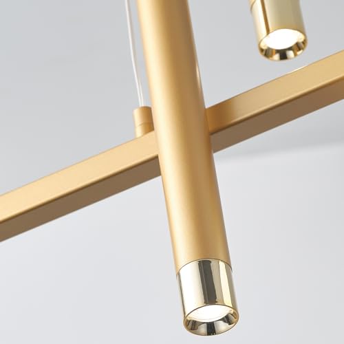 LED Gold Chandelier for Dining Room 39in Dimmable Modern Chandelier