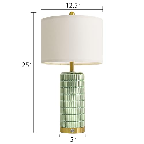 25'' Bedside Table Lamps Set of 2 for Living Room with USB A&C Ports (2 Count)