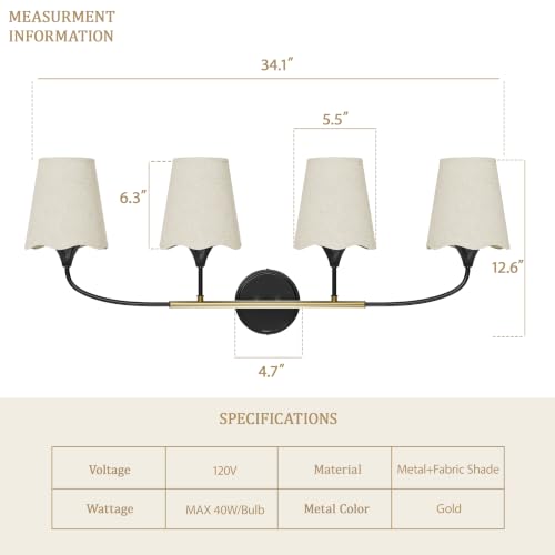 Bathroom Light Fixtures Over Mirror (Black Gold / 4 Light)