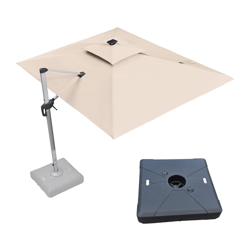 Patio Umbrella with Base 9'X12' Double Top LED Light