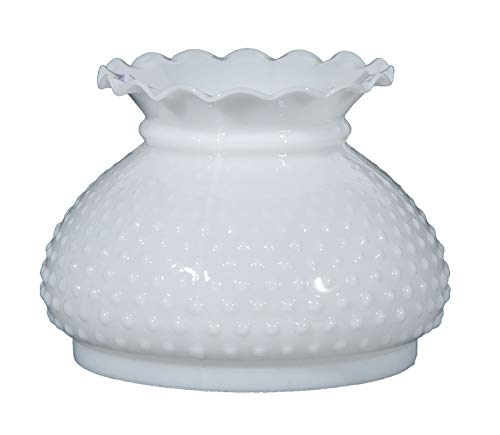 7 Inch White Cased Glass Hobnail and Crimped Top Student Shade