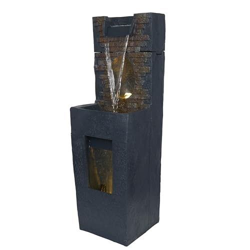 TZL398 40" Stone Wall Cascading Fountain with LED Lights