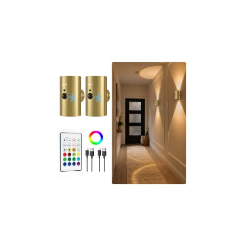Motion Sensor Wall Sconces with Remote (2 Count)