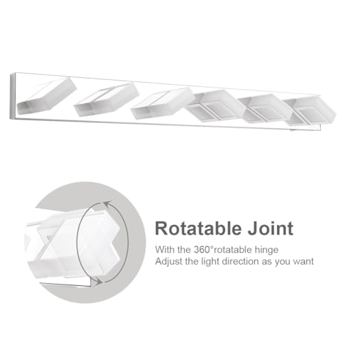 Modern Chrome Bathroom Vanity Lights 5 Color Temperature Dimmable Acrylic Modern LED Bathroom Vanity Lighting Fixtures Chrome 40.4inch