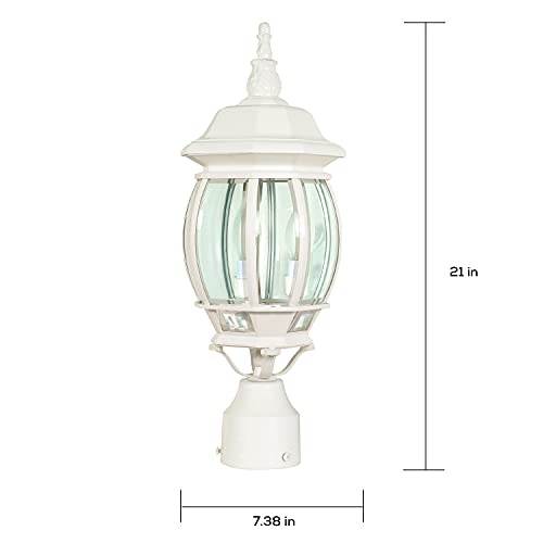 60/897, 3-Light Outdoor Post Lantern, White, Beveled Glass
