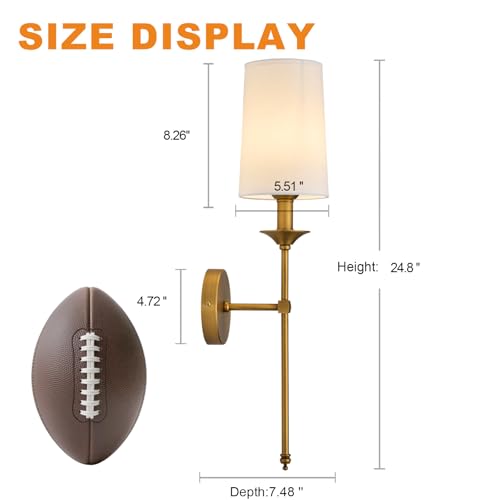 Wall Sconce Set of 2 Hardwired Vintage Antique Brass Sconce Candle Wall Light for Bedroom Living Room Vanity Farmhouse Bathroom Hallway (2 Count)