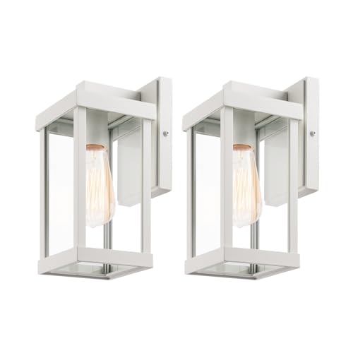 11" Classic Outdoor Wall Sconce 1 Light in Rectangular Metal Frame and Clear Glass Shade Waterproof Porch Light Patio Light Pack of 2 (2 Count)