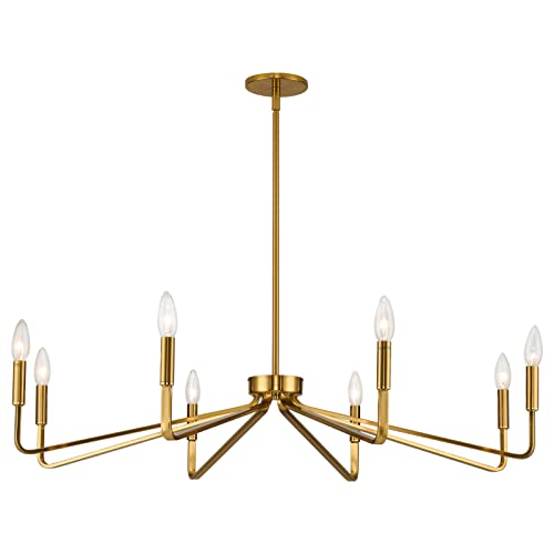 8 Light 38" Brass Modern Candle Chandelier for Dining Living Room