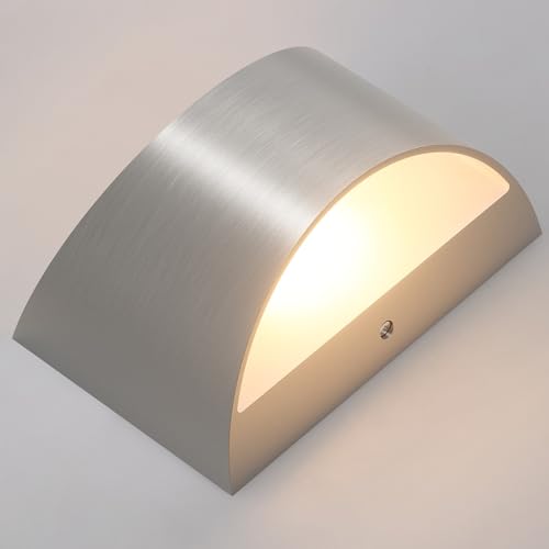 Nickel Modern LED Wall Sconce Hardwired Indoor Wall Lights 1 Pack Up and Down Wall Mount Light for Living Room Bedroom Hallway Corridor Conservatory Warm White 3000K