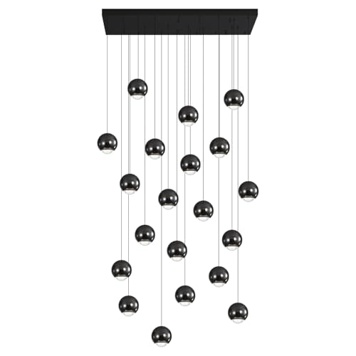 Rectangle Black Chandelier Large Linear Chandeliers for Dining Room Globe Pendant Ceiling Light Fixture for Kitchen Island Foyer Entryway