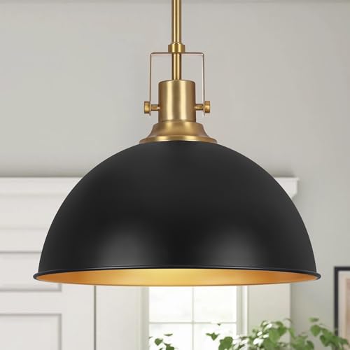 13 Inch Black and Gold Metal Pendant Light Kitchen Island
