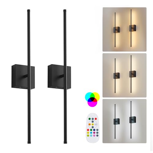 24.4 Inch Battery Operated Wall Sconces Wireless Set of 2 (2 Count)