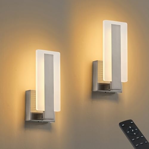 Peel and Stick Battery Operated Modern Wall Sconce Set of Two