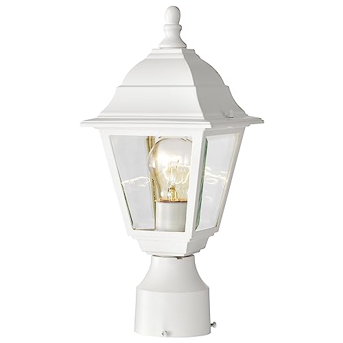 60/546, Outdoor Outdoor Post Lantern Light Fixture, White, Clear Glass