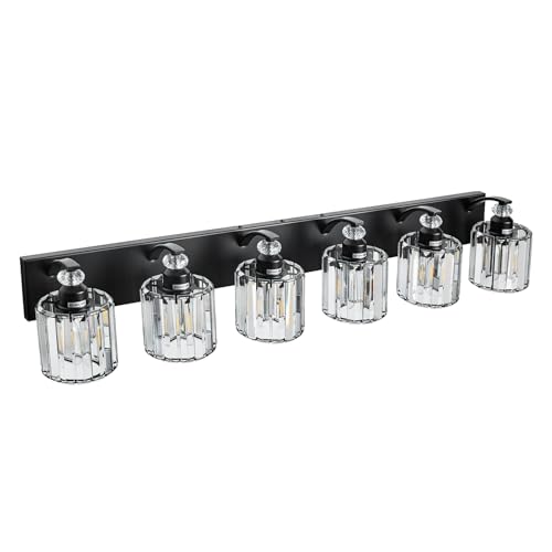 6 Light Black Bathroom Light Fixture Modern Vanity Lights Over Mirror Vintage Wall Sconce Lighting for Bathroom
