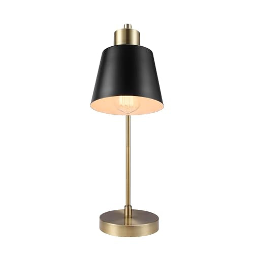 18" Matte Brass Desk Lamp with Matte Black Metal Shade