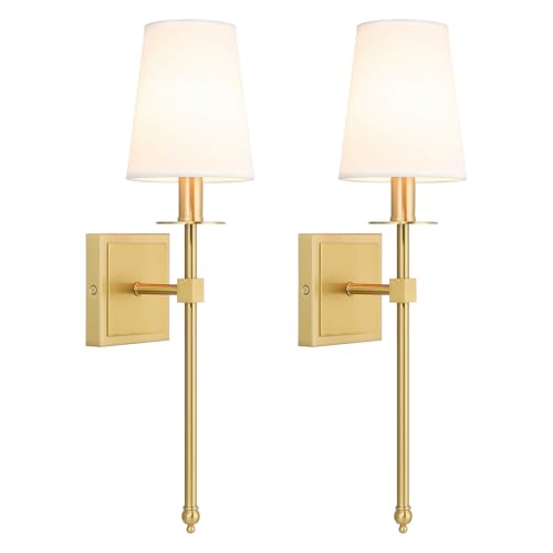 Brass Wall Sconces Set of 2 Gold Sconce Light for Living