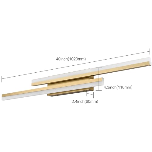 40 Inch LED Vanity Light Brushed Gold Bathroom Light Fixtures Over Mirror Modern Bath Lighting Bar 5CCT