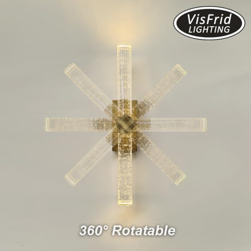 Peel and Stick on Cordless Gold Crystal Wall Sconces with Remote Set of 2