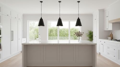 21603-11,Replacement Cone Metal Shade for Pendant Light,Matte Black,6"W x 6-1/2"H,Center Hole 1-5/8"