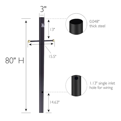 502047 Outdoor Steel Lamp Post with Plastic Cross Arm and Photo Eye