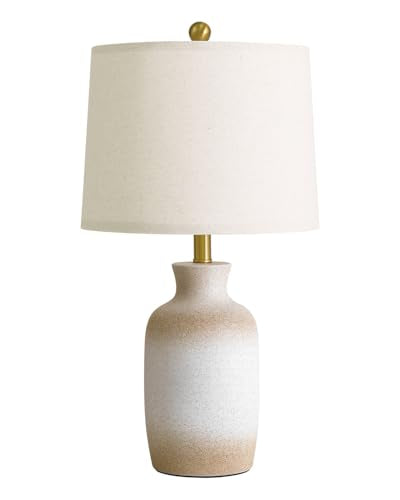 24'' Farmhouse Ceramic Table Lamp with Natural Textured Finish