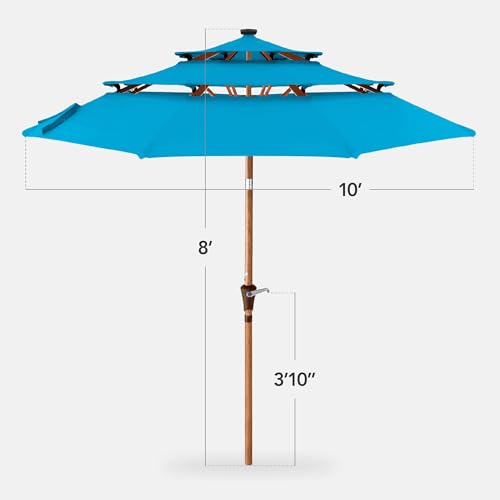 10ft 3 Tier Solar Patio Market Umbrella