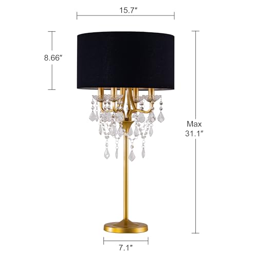 Drum Shade Gold Crystal Table Lamp