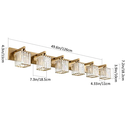 Bathroom Vanity Light Brass Crystal Vanity Lighting Fixtures 6 Light Modern Bathroom Lighting Fixtures