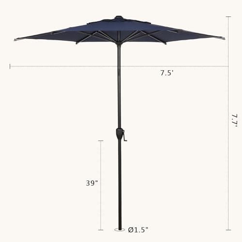 7.5FT Lyon Outdoor Patio Umbrella Outdoor Table Umbrella with Push Button Tilt and Crank Market Umbrella 6 Sturdy Ribs UV Protection Waterproof for Garden Deck Backyard Pool